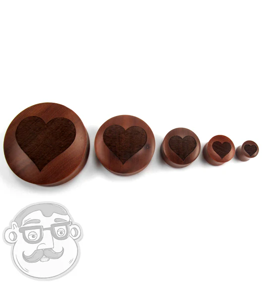 Heart Engraved Wood Plugs - Mrs Treak