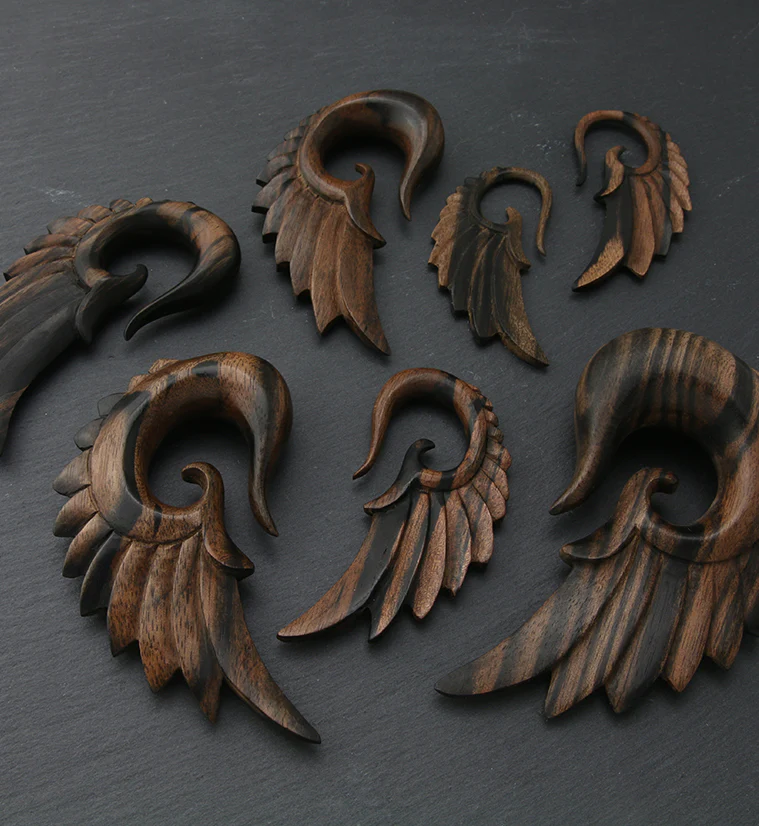 Areng Wood Angel Wing Hanger Plugs - Mrs Treak