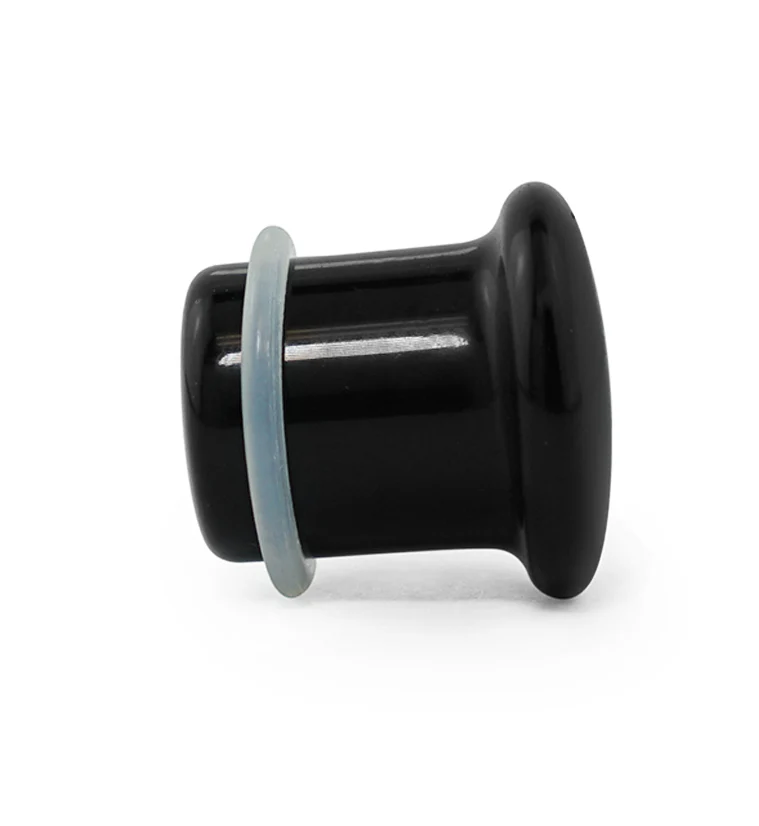 Black Obsidian Single Flare Stone Plugs - Mrs Treak