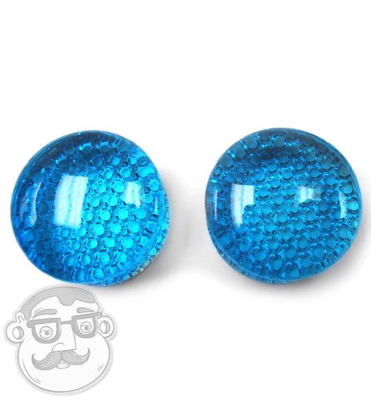 Blue Honeycomb Glass Plugs - Mrs Treak