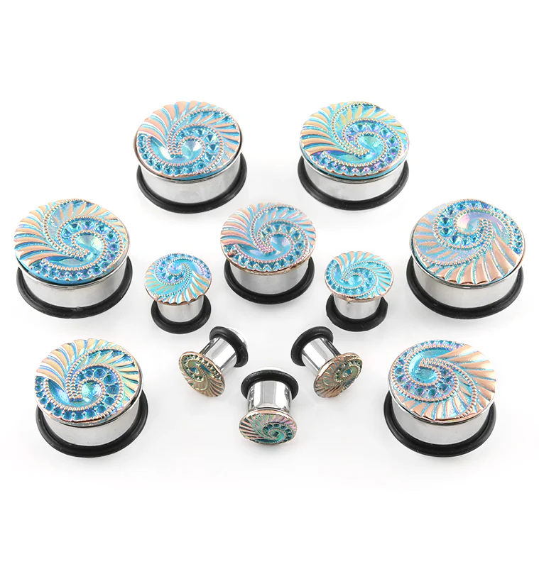 Ocean Swirl Steel Plugs - Mrs Treak