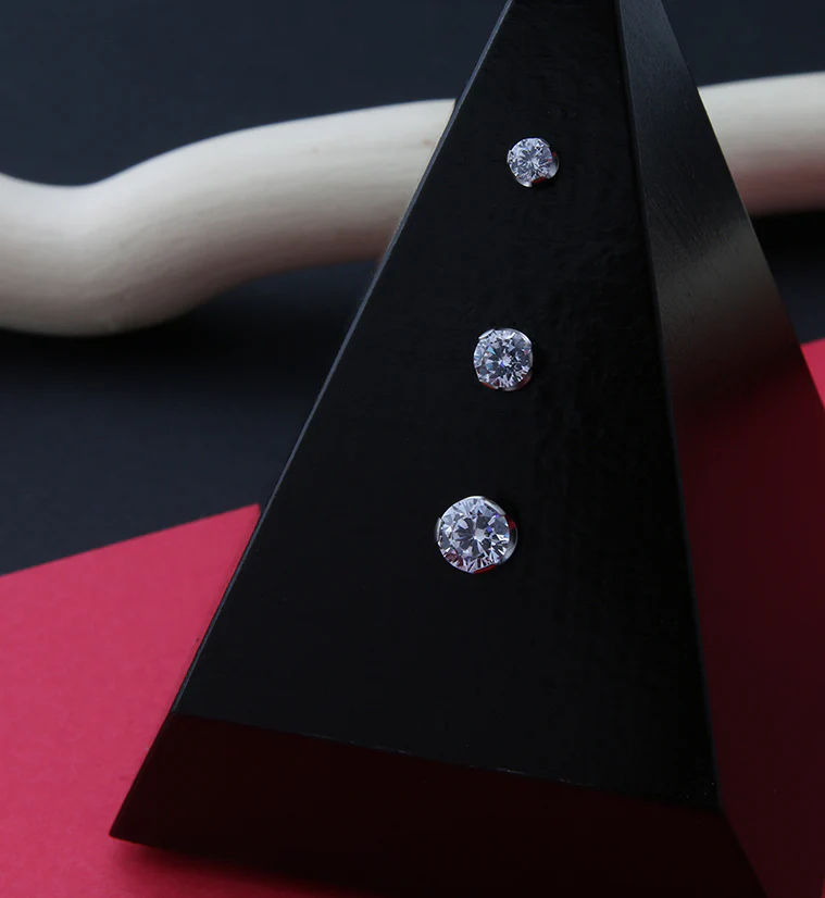 Clear Dome CZ Titanium Threadless Top - Mrs Treak