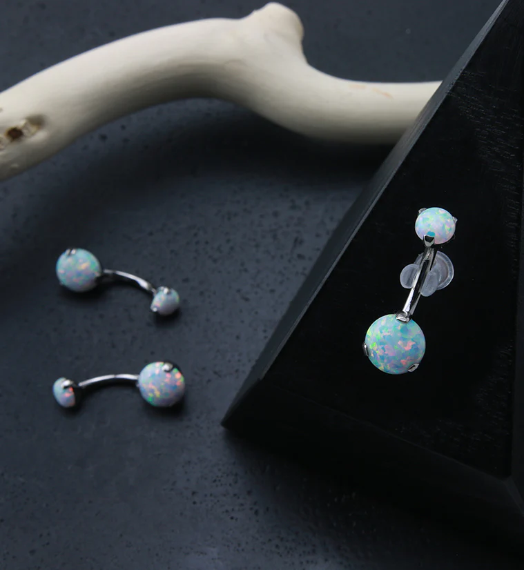 Opalite Cabochon Titanium Belly Button Ring - Mrs Treak