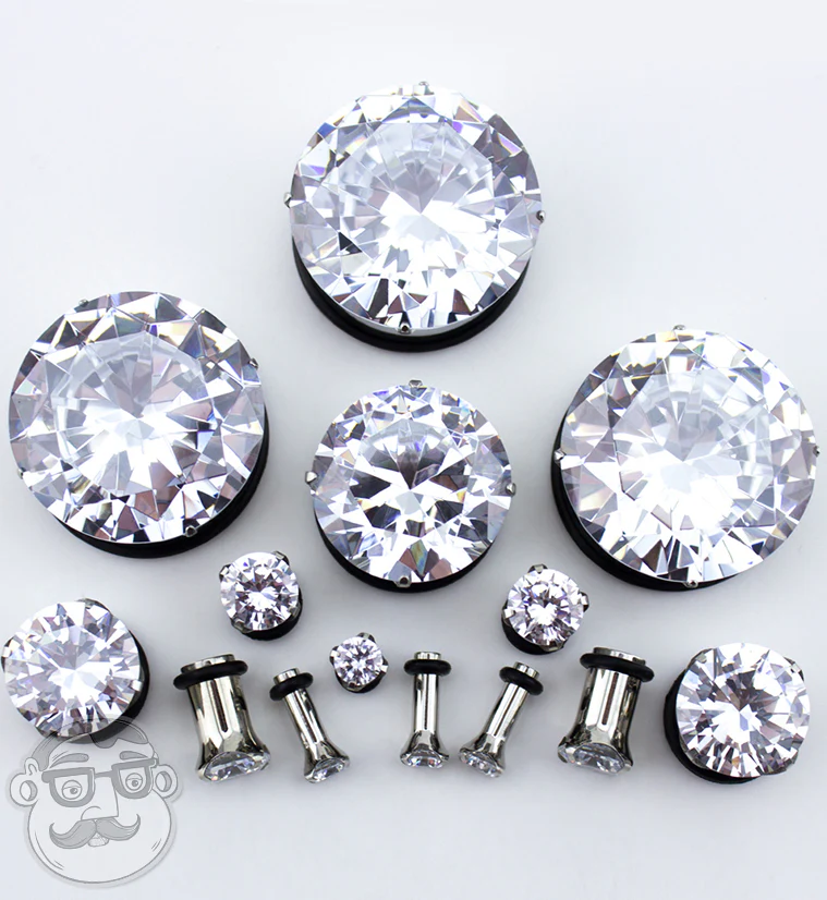 Steel CZ Diamond Hollow Plugs - Mrs Treak