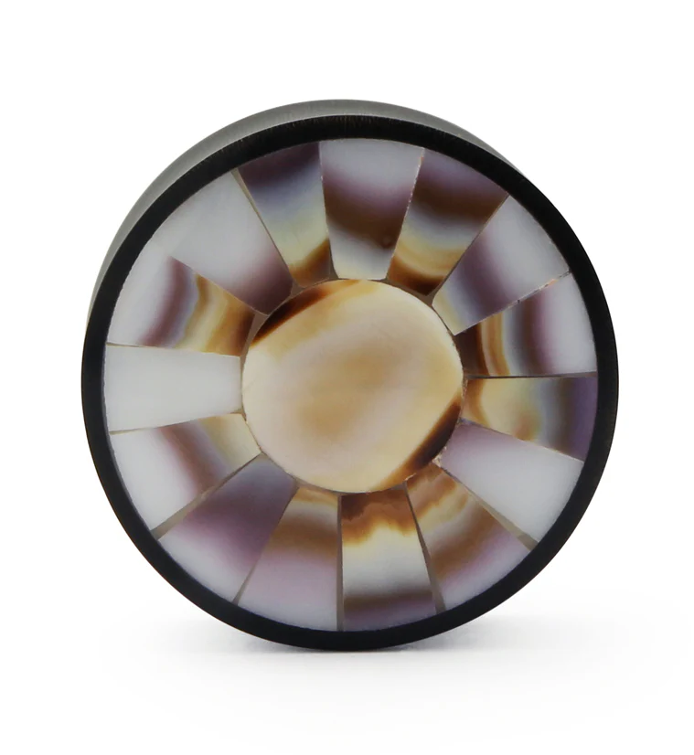 Horn Plugs With Sanded Cukli Shell Inlay - Mrs Treak