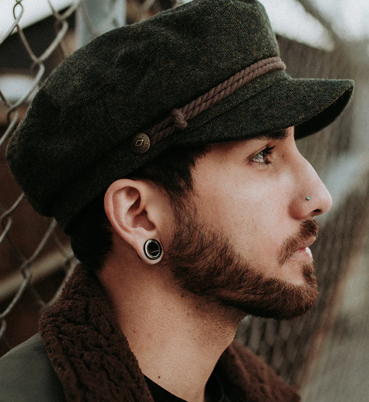 Black Stainless Steel Screw On Ear Tunnels - Mrs Treak