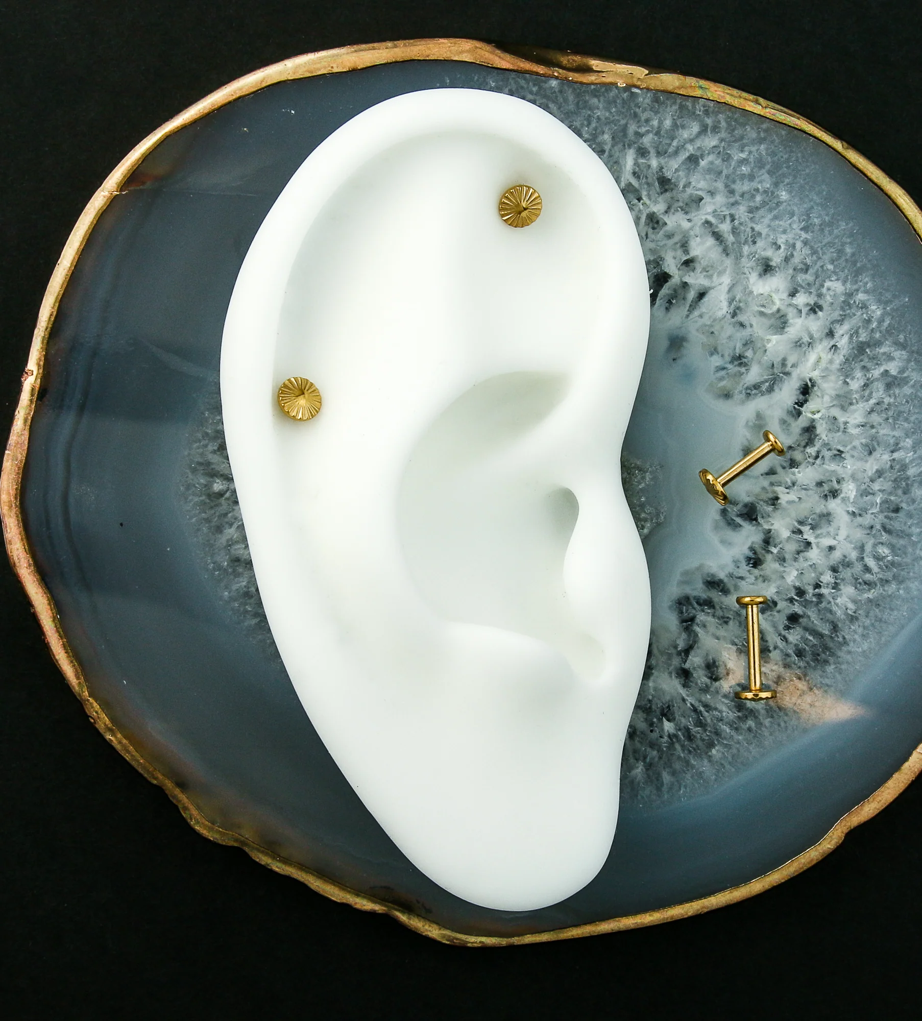 Gold PVD Score Internally Threaded Titanium Labret - Mrs Treak