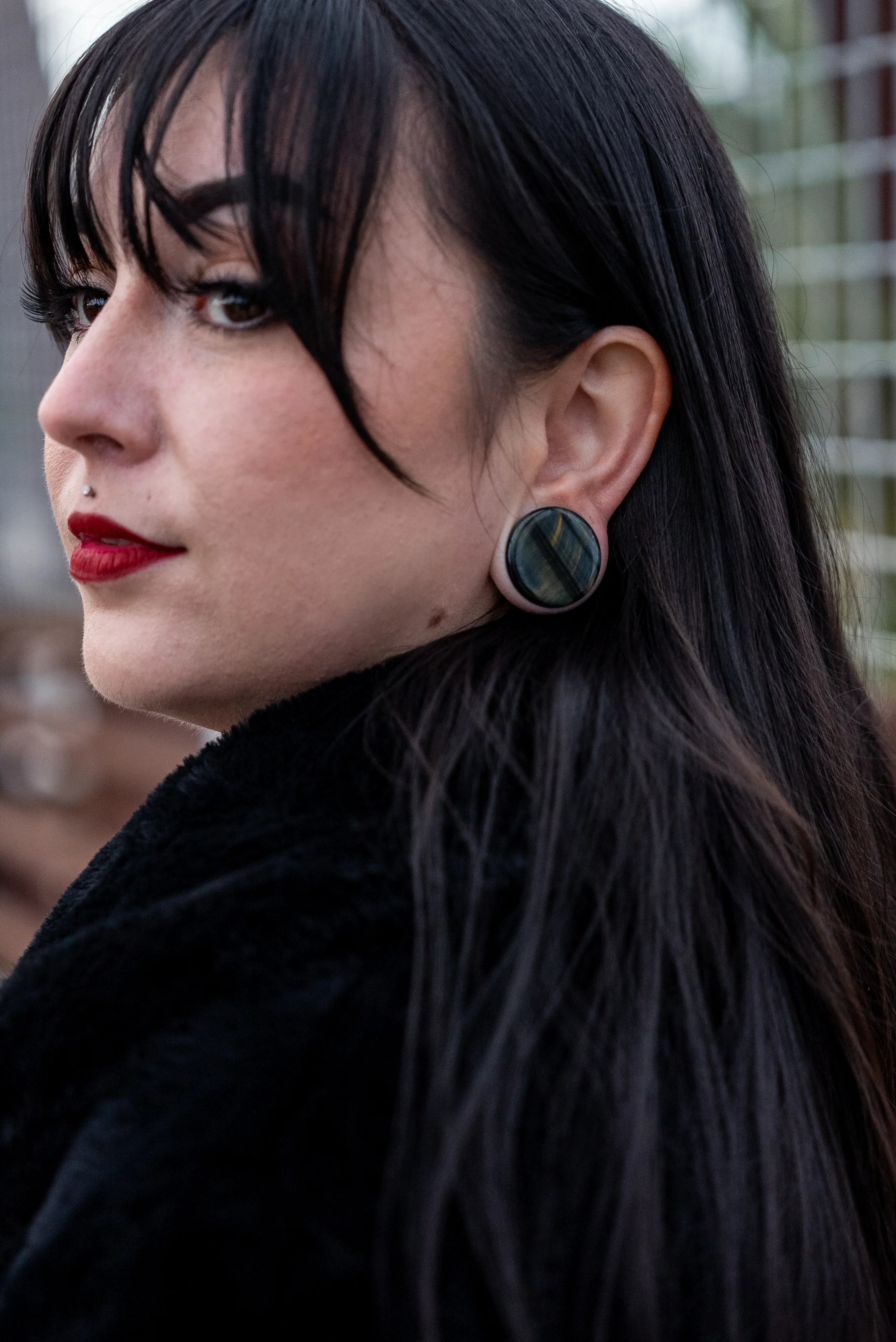 Blue Tigers Eye Stone Plugs - Mrs Treak