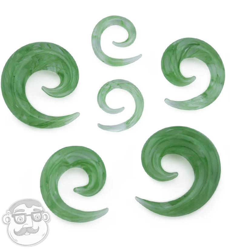Green Swirl Glass Spirals - Mrs Treak