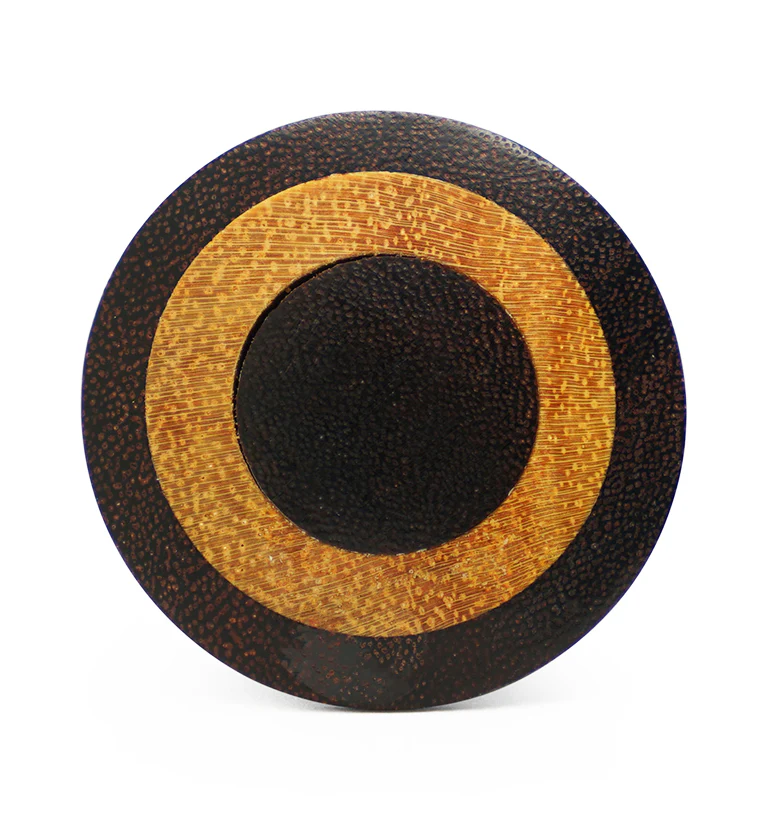 Single Flare Dark Tamarind Wood Plugs with Jackfruit Inlay - Mrs Treak