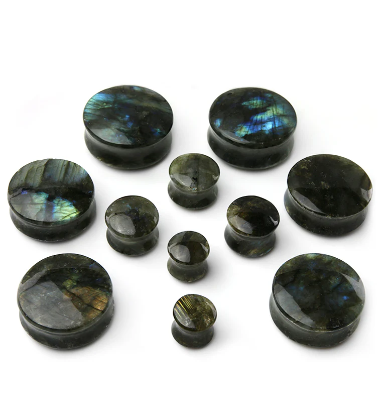 Grade B Labradorite Stone Plugs (Low Flash) - Mrs Treak
