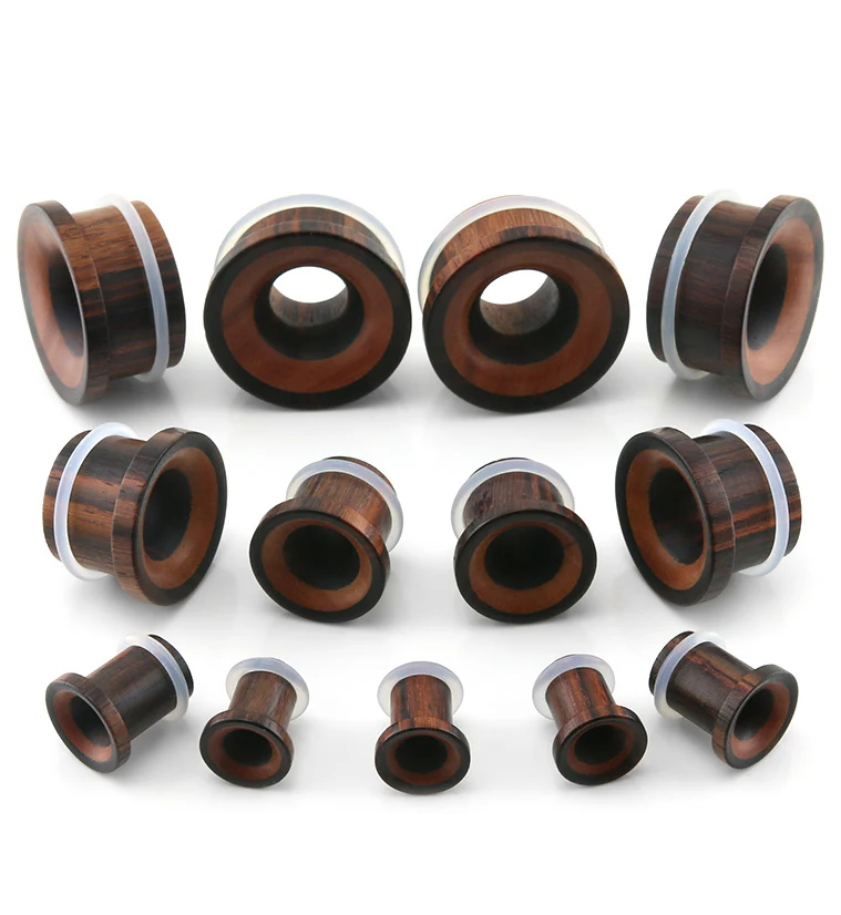 Single Flare Areng Wood Tunnels with Saba Inlay - Mrs Treak