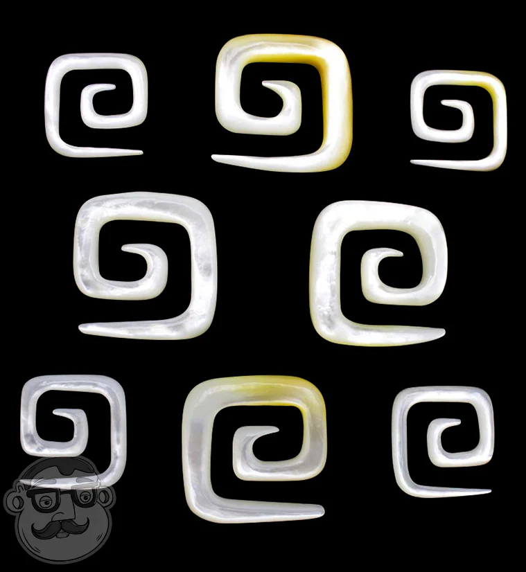 Square Spiral Mother of Pearl Hangers - Mrs Treak