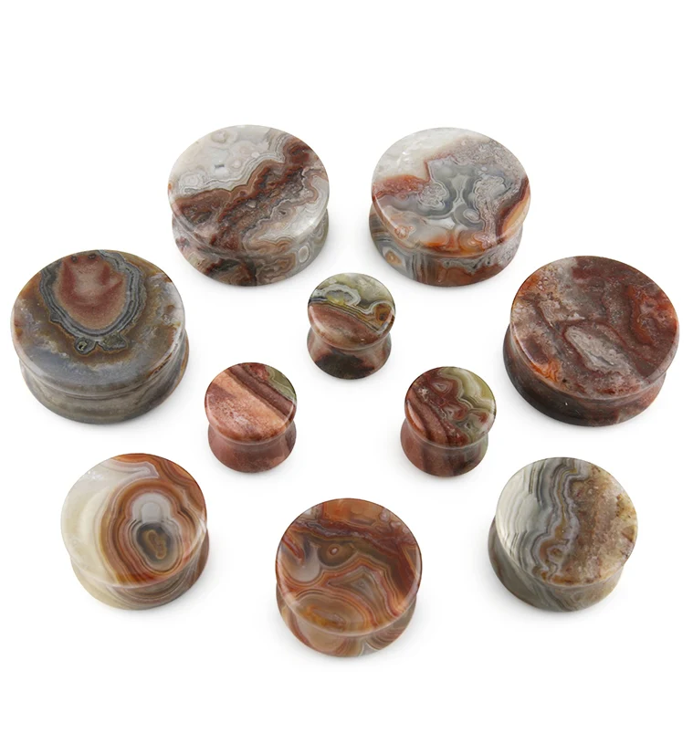 Laguna Lace Agate Stone Plugs - Mrs Treak