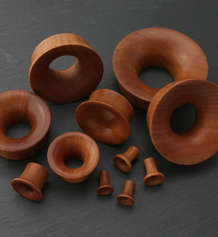 Saba Wood Mayan Flare Tunnel Plugs - Mrs Treak