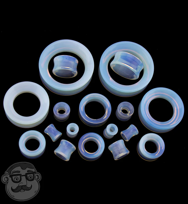 Opalite Glass Double Flare Tunnels - Mrs Treak