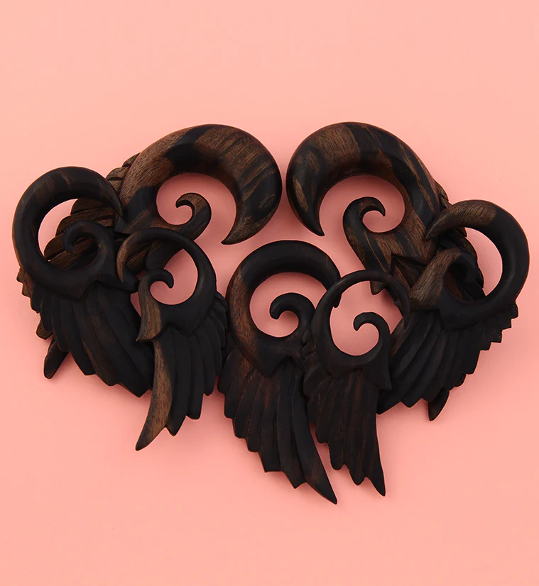 Wooden Feather Spiral Plugs - Mrs Treak