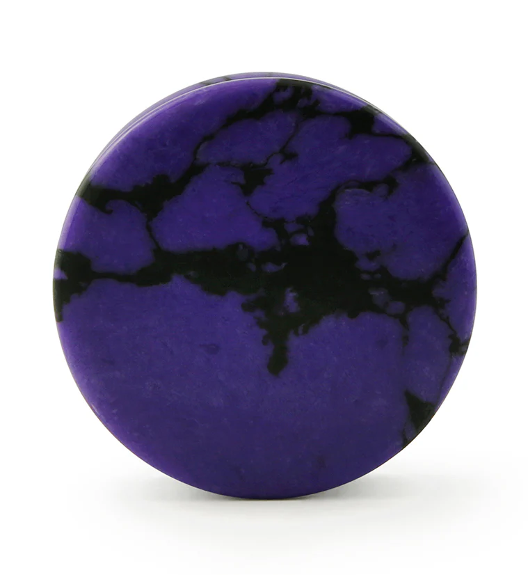 Purple And Black Howlite Stone Plugs - Mrs Treak