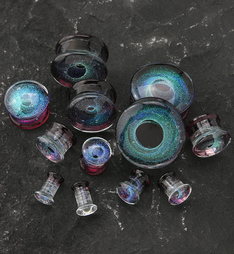 Purple Interstellar Glass Double Flare Plugs - Mrs Treak