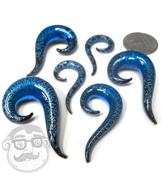 Blue Dichroic Glass Hook Plugs - Mrs Treak