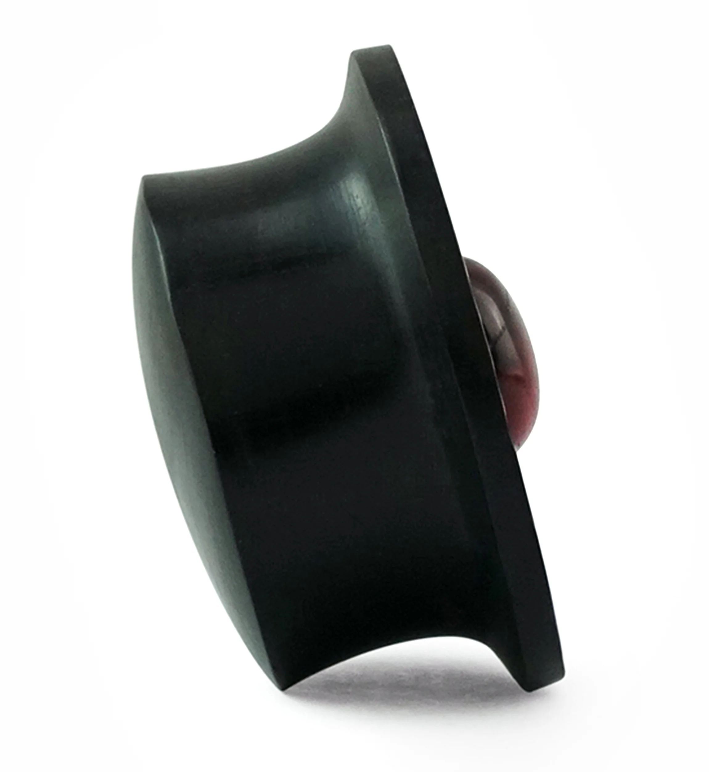 Hammered Red Tiger Eye Stone Areng Wood Mayan Flare Plugs - Mrs Treak