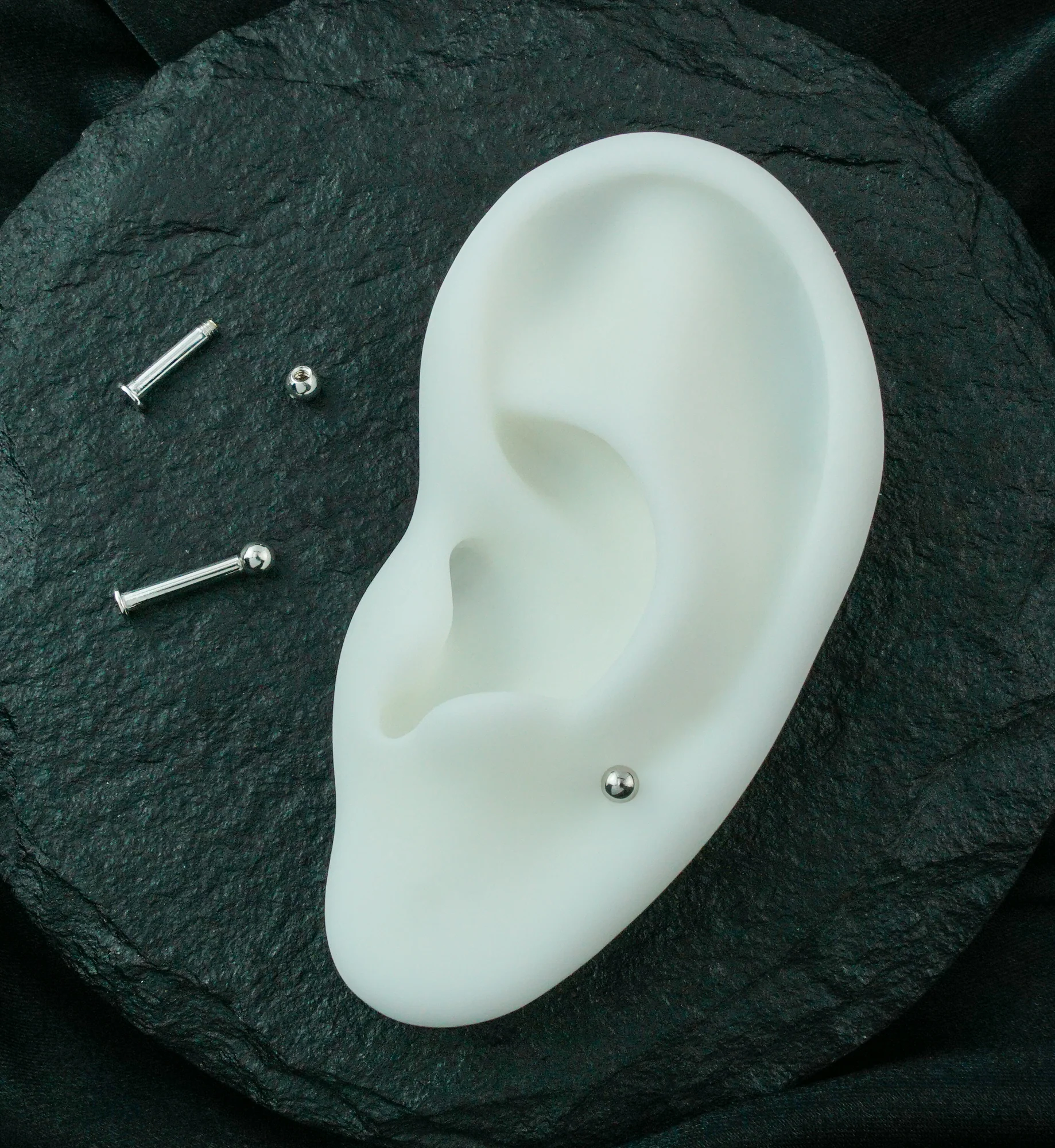 14kt White Gold Flat Back Labret Post - Mrs Treak