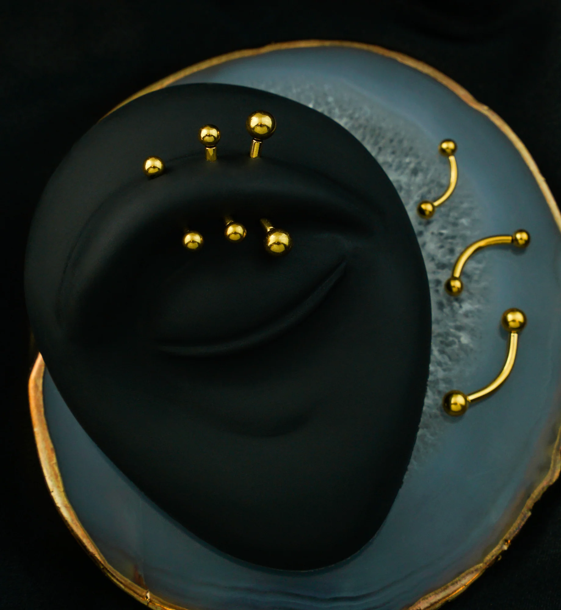 Gold PVD Ball End Titanium Threadless Curved Barbell - Mrs Treak