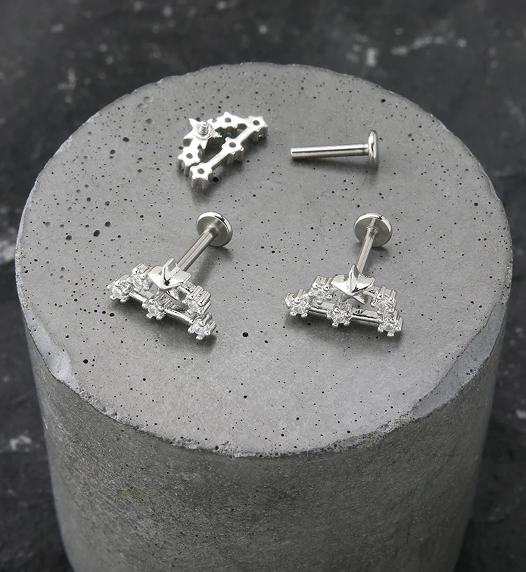 Capricorn Constellation Clear CZ Stainless Steel Internally Threaded Labret - Mrs Treak