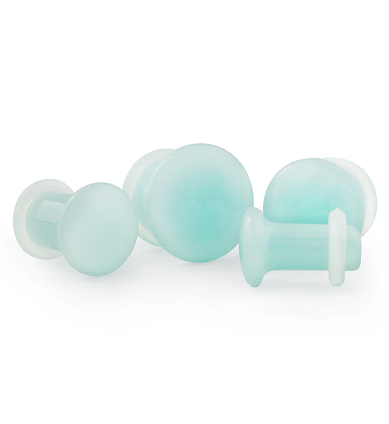 Blue Glow in the Dark Glass Plugs - Single Flare - Mrs Treak