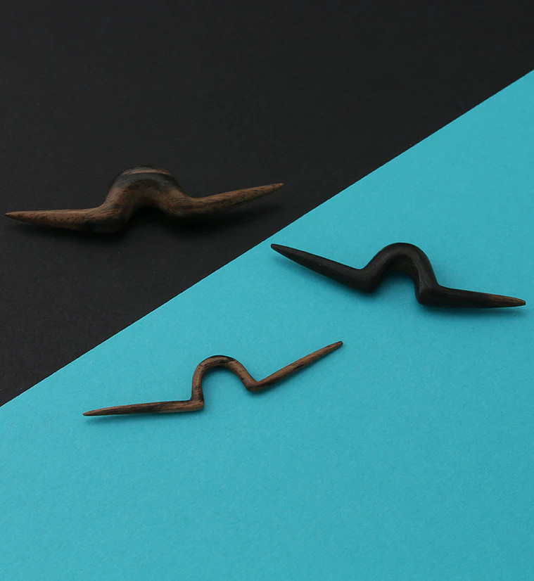 Pencil Mustache Areng Wooden Septum Bar - Mrs Treak