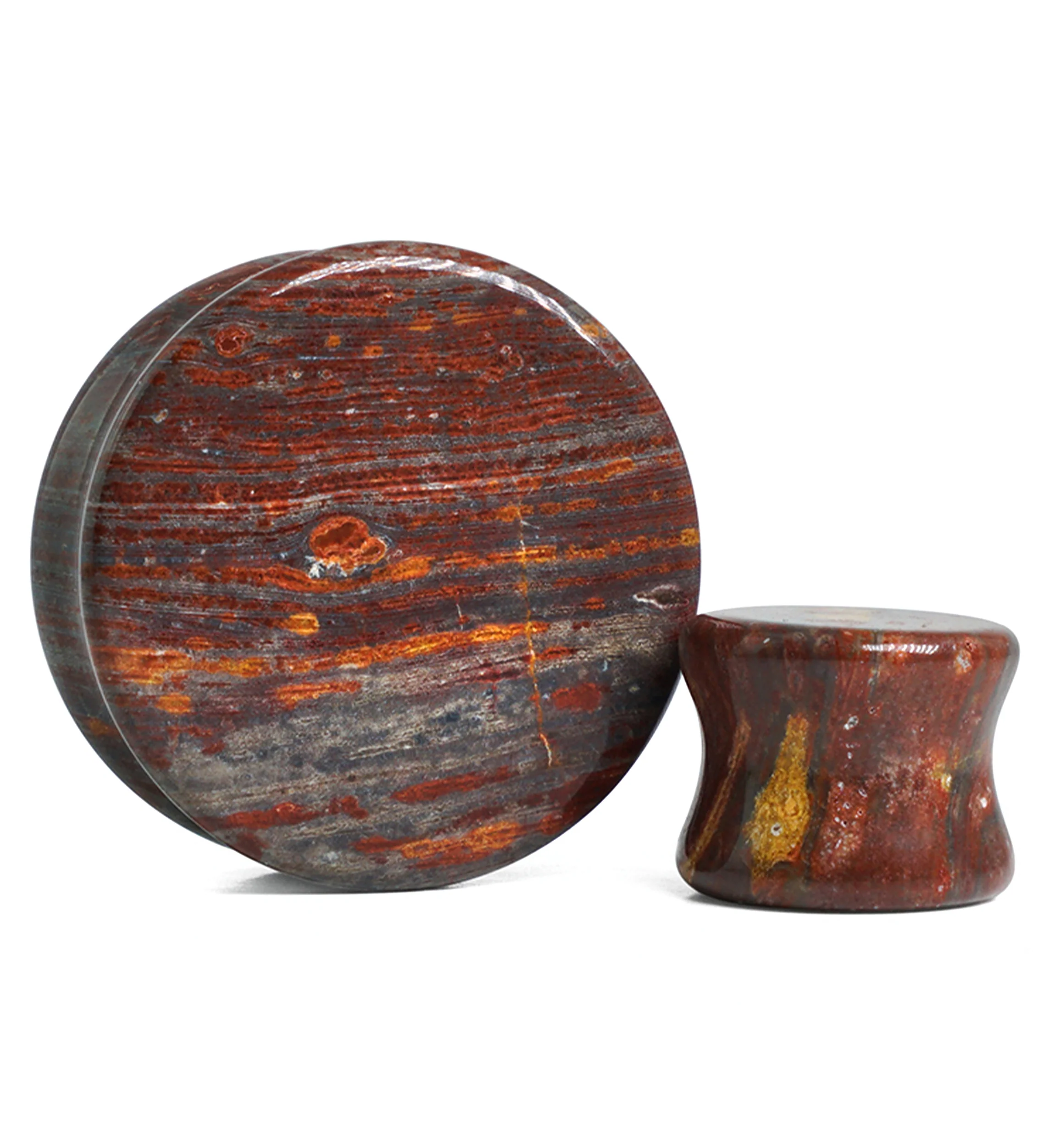 Red Brecciated Jasper Stone Plugs - Mrs Treak