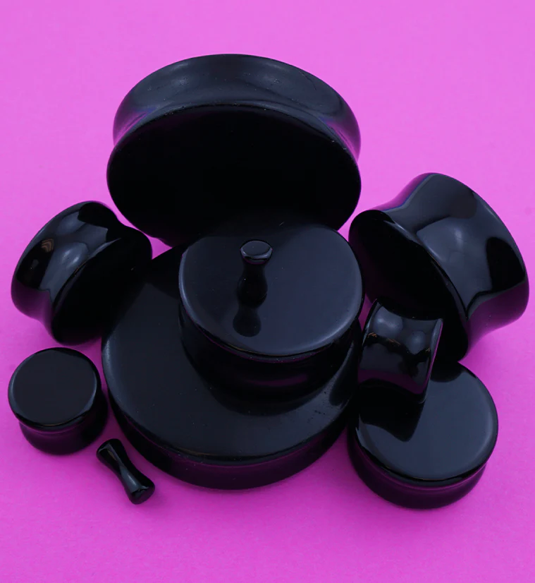 Black Obsidian Stone Plugs - Mrs Treak