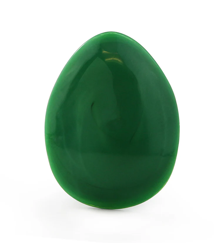 Green Oval Glass Plugs - Mrs Treak