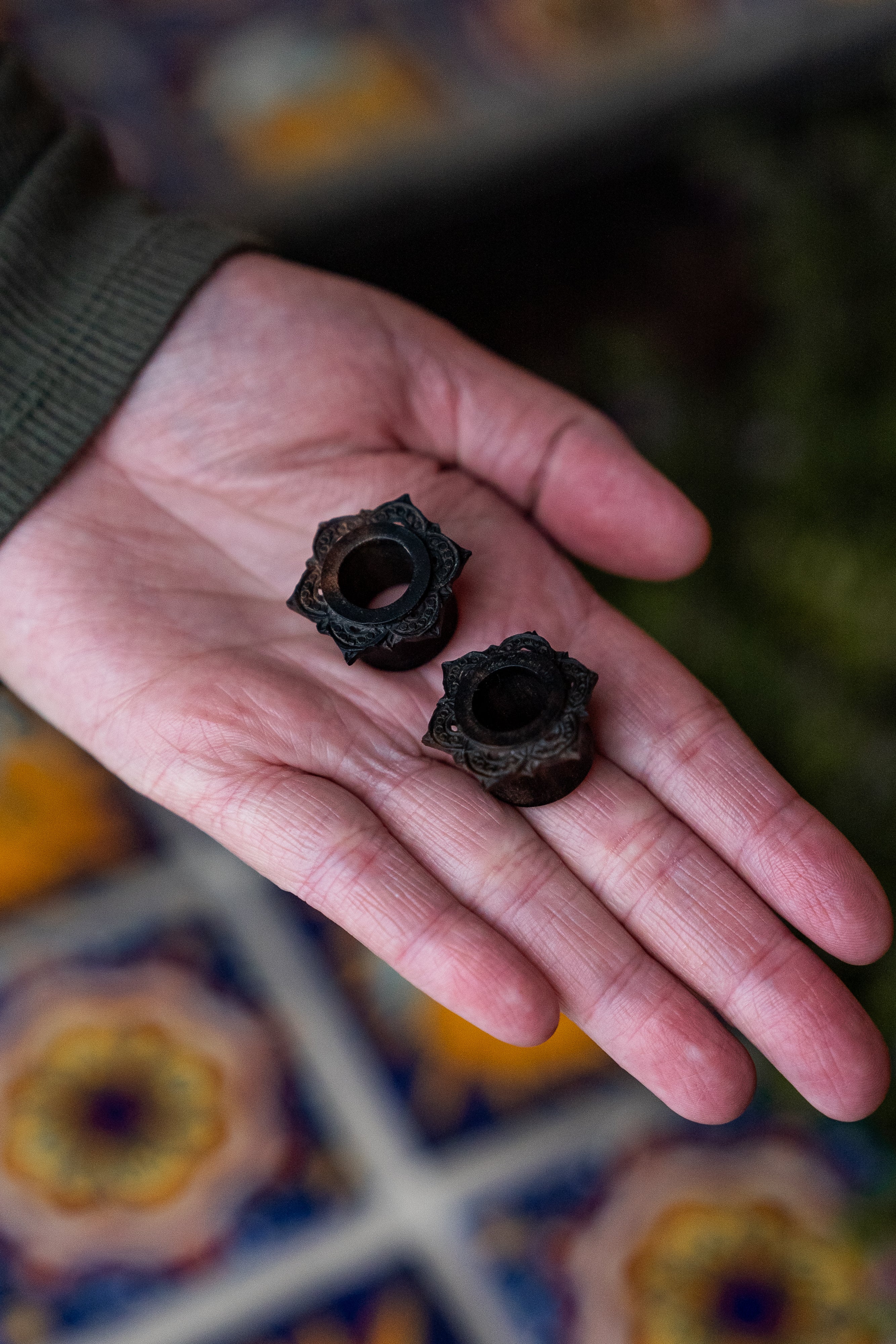 Filigree Areng Wood Mayan Flare Tunnel Plugs - Mrs Treak