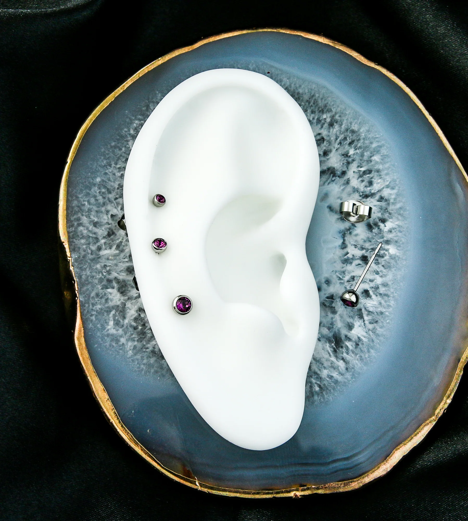 Purple Bezel CZ Stainless Steel Stud Earrings - Mrs Treak