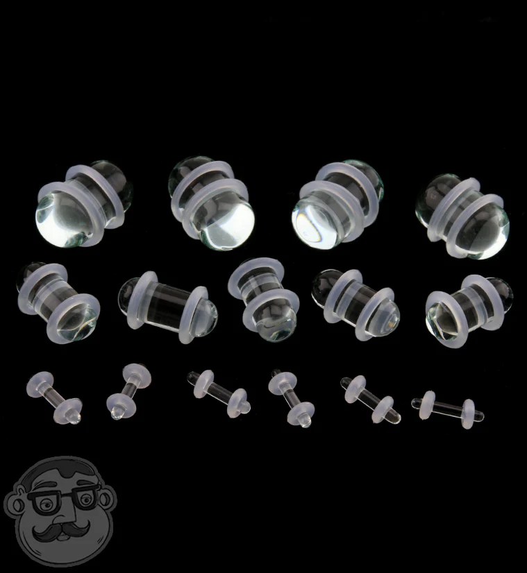 Clear Glass No Flare Plugs - Mrs Treak