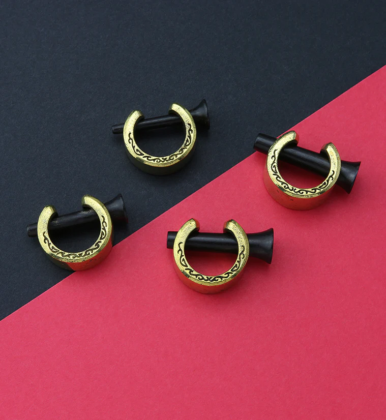 Areng Wood X Brass Cuff Plugs - Mrs Treak