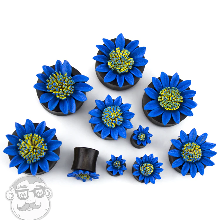 Blue Sunflower Sono Wood Plugs - Mrs Treak