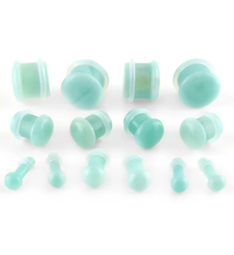 Amazonite Stone Plugs - Single Flare - Mrs Treak