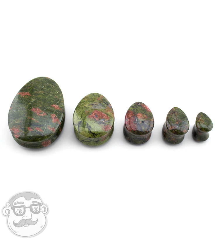Unakite Teardrop Stone Plugs - Mrs Treak