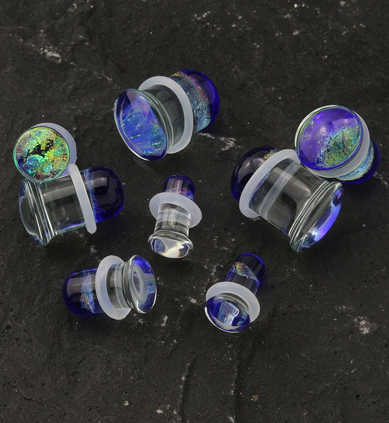 Nightfall Dichroic Glass Single Flare Plugs - Mrs Treak