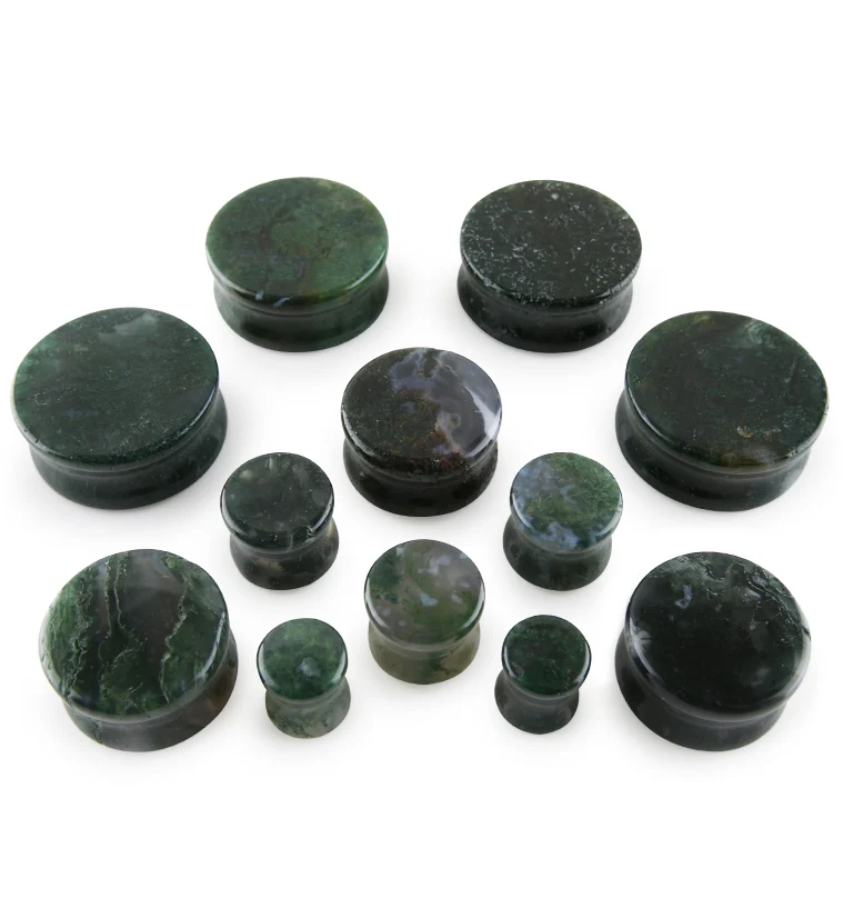 Moss Agate Stone Plugs - Mrs Treak