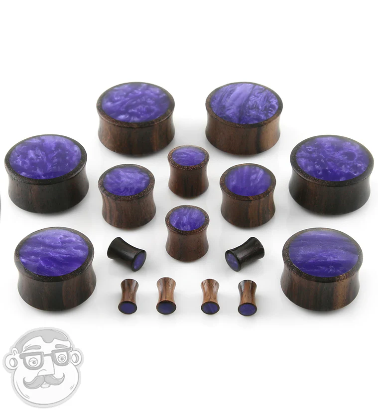 Sono Wood Plugs With Purple Resin Inlay - Mrs Treak
