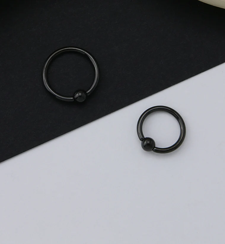 Black PVD Titanium Captive Bead Ring - Mrs Treak