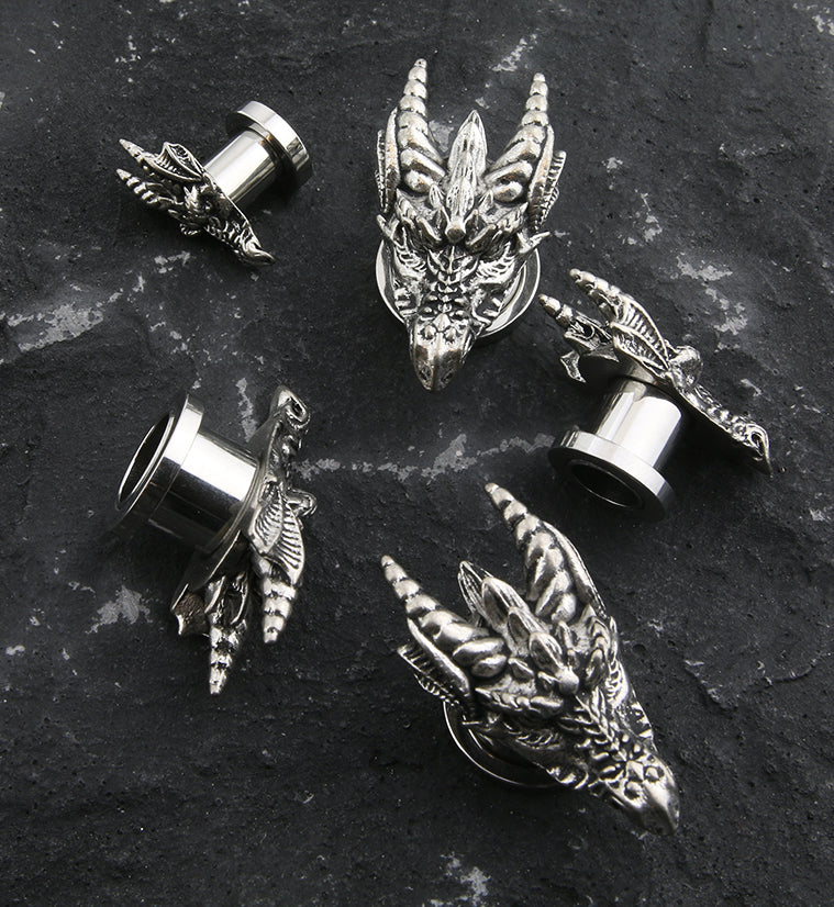Dragon Head Stainless Steel Tunnel Plugs - Mrs Treak