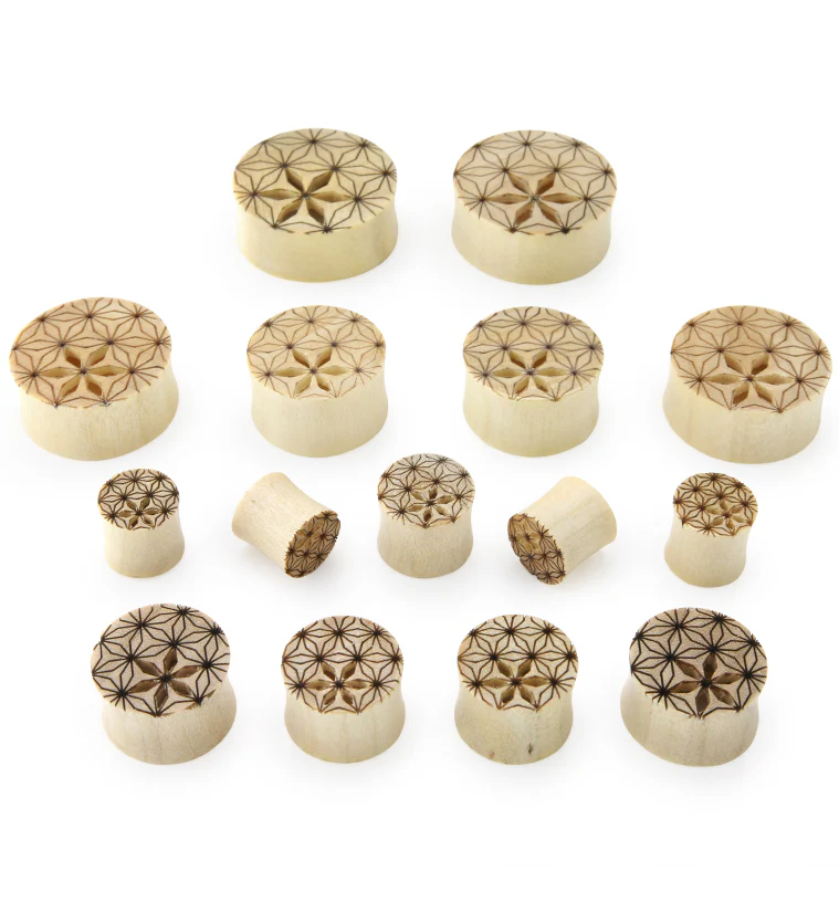 Flower of Life Engraved Crocodile Wooden Tunnels - Mrs Treak