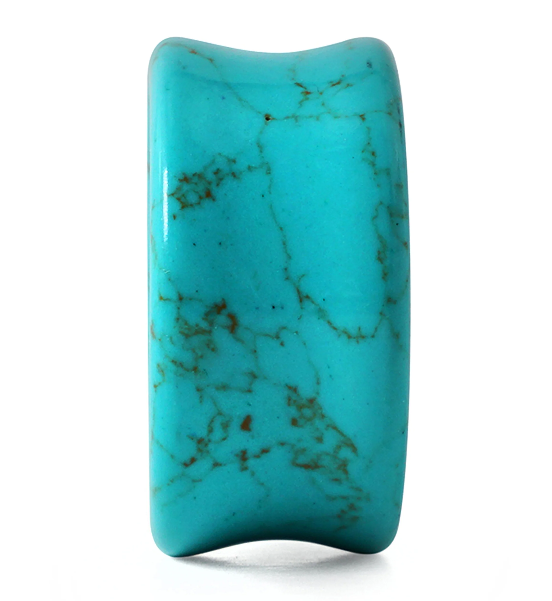 Turquoise Howlite Stone Thick Wall Tunnels - Mrs Treak