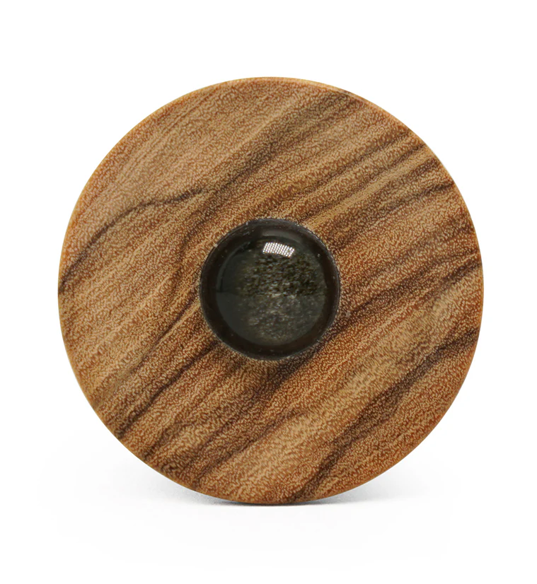 Olive Wood Golden Obsidian Stone Plugs - Mrs Treak