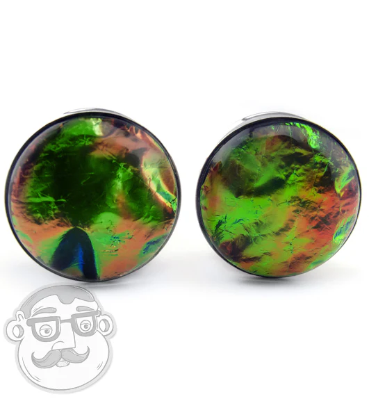Green Ivy Foil Stainless Steel Plugs - Mrs Treak