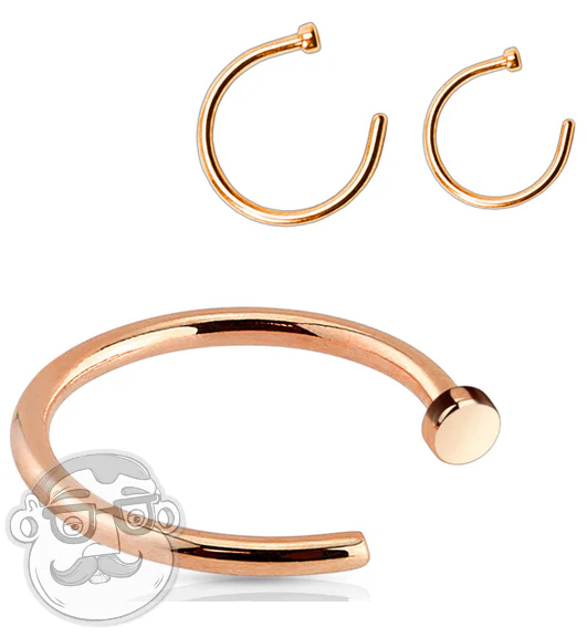 Rose Gold PVD Stainless Steel Nose Hoop Ring - Mrs Treak